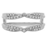 0.33 Carat (ctw) 18K White Gold Round Cut Diamond Ladies Anniversary Wedding Band Enhancer Guard Double Chevron Ring 1/3 CT