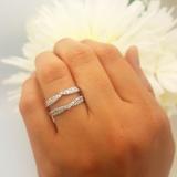 0.33 Carat (ctw) 18K White Gold Round Cut Diamond Ladies Anniversary Wedding Band Enhancer Guard Double Chevron Ring 1/3 CT