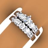 2.25 Carat (ctw) 10K White Gold Round Cut Diamond Ladies Bridal 3 Stone Engagement Ring With Matching Band Set 2 1/4 CT