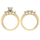 2.25 Carat (ctw) 14K Yellow Gold Round Cut Diamond Ladies Bridal 3 Stone Engagement Ring With Matching Band Set 2 1/4 CT