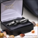 1.80 Carat (ctw) Sterling Silver Princess & Round Cut Black & White Diamond Ladies Bridal Vintage Style Engagement Ring With Matching Band Set