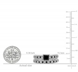 1.80 Carat (ctw) Sterling Silver Princess & Round Cut Black & White Diamond Ladies Bridal Vintage Style Engagement Ring With Matching Band Set