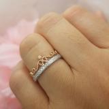 0.33 Carat (ctw) 10K Two Tone Gold Round Cut Diamond Ladies Bridal Crown Wedding Band Anniversary Eternity Ring 1/3 CT