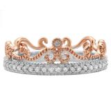 0.25 Carat (ctw) 14K Two Tone Gold Round Cut Diamond Ladies Bridal Crown Wedding Band Anniversary Eternity Ring 1/3 CT