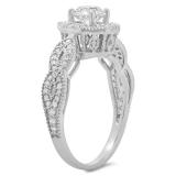 1.15 Carat (ctw) 14K White Gold Round Cut Diamond Ladies Bridal Vintage Style Halo Engagement Ring