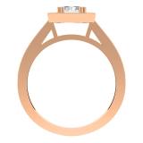 0.80 Carat (ctw) 10K Rose Gold Princess & Round Cut Diamond Ladies Bridal Halo Engagement Ring