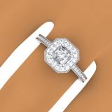 0.80 Carat (ctw) 10K White Gold Princess & Round Cut Diamond Ladies Bridal Halo Engagement Ring