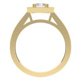 0.80 Carat (ctw) 14K Yellow Gold Princess & Round Cut Diamond Ladies Bridal Halo Engagement Ring