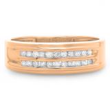 0.33 Carat (ctw) 10K Rose Gold Round Cut Diamond Men's Channel Set Double Row Anniversary Wedding Band 1/3 CT