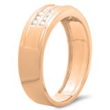 0.33 Carat (ctw) 10K Rose Gold Round Cut Diamond Men's Channel Set Double Row Anniversary Wedding Band 1/3 CT