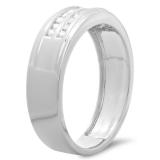 0.33 Carat (ctw) 10K White Gold Round Cut Diamond Men's Channel Set Double Row Anniversary Wedding Band 1/3 CT