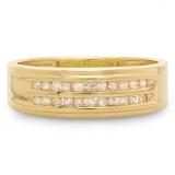 0.33 Carat (ctw) 10K Yellow Gold Round Cut Diamond Men's Channel Set Double Row Anniversary Wedding Band 1/3 CT