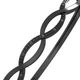 0.10 Carat (ctw) Black Rhodium Plated Sterling Silver Round Cut Black Diamond Ladies Swirl Bangle Bracelet 1/10 CT