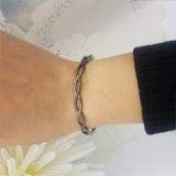 0.10 Carat (ctw) Black Rhodium Plated Sterling Silver Round Cut Black Diamond Ladies Swirl Bangle Bracelet 1/10 CT