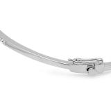0.10 Carat (ctw) Sterling Silver Round Cut White Diamond Ladies Sideways Cross Bangle Bracelet 1/10 CT