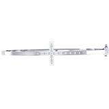 0.10 Carat (ctw) Sterling Silver Round Cut White Diamond Ladies Sideways Cross Bangle Bracelet 1/10 CT