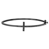 0.10 Carat (ctw) Black Rhodium Plated Sterling Silver Round Cut Black Diamond Ladies Sideways Cross Bangle Bracelet 1/10 CT
