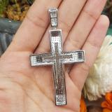 2.00 Carat (ctw) Sterling Silver Round Cut White Diamond Men's Hip Hop Religious Cross Pendant 2 CT