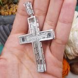 2.00 Carat (ctw) Sterling Silver Round Cut White Diamond Men's Hip Hop Religious Cross Pendant 2 CT