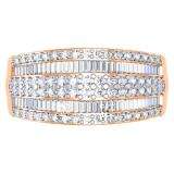 1.10 Carat (ctw) 10K Rose Gold Round & Baguette Cut Diamond Ladies Anniversary Wedding Band 1 CT