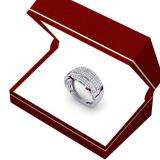 1.10 Carat (ctw) 10K White Gold Round & Baguette Cut Diamond Ladies Anniversary Wedding Band 1 CT