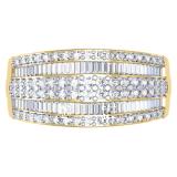 1.10 Carat (ctw) 10K Yellow Gold Round & Baguette Cut Diamond Ladies Anniversary Wedding Band 1 CT