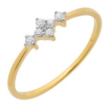 0.10 Carat (ctw) 10K Yellow Gold Round Cut Diamond Ladies Bridal Engagement Promise Ring 1/10 CT