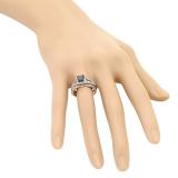 1.35 Carat (ctw) 14K Rose Gold Princess Cut Black & Round White Diamond Ladies Split Shank Halo Style Bridal Engagement Ring With Matching Band Set