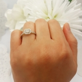 0.50 Carat (ctw) 14K Yellow Gold Princess & Round Diamond Ladies Halo Style Bridal Engagement Ring 1/2 CT