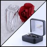 IGI CERTIFIED 1.00 Carat (ctw) 10K White Gold Round Cut Diamond Ladies Bridal Split Shank Halo Engagement Ring With Matching Band Set 1 CT