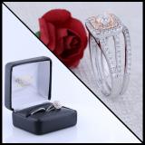 1.00 Carat (ctw) Two Tone Rose Gold Plated 14K White Gold Round Cut Diamond Ladies Bridal Split Shank Halo Engagement Ring With Matching Band Set 1 CT