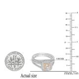 1.00 Carat (ctw) Two Tone Rose Gold Plated 14K White Gold Round Cut Diamond Ladies Bridal Split Shank Halo Engagement Ring With Matching Band Set 1 CT