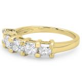 1.50 Carat (ctw) 14K Yellow Gold Princess Cut Diamond Ladies 5 Stone Bridal Wedding Anniversary Band 1 1/2 CT