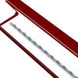3.37 Carat (ctw) Sterling Silver Real Oval Cut Green Emerald & Round Cut White Diamond Ladies Infinity Link Bracelet