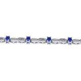 4.00 Carat (ctw) Sterling Silver Real Oval Cut Blue Sapphire & Round Cut White Diamond Ladies Infinity Link Bracelet