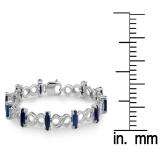 4.00 Carat (ctw) Sterling Silver Real Oval Cut Blue Sapphire & Round Cut White Diamond Ladies Infinity Link Bracelet