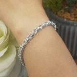 9.00 Carat (ctw) Sterling Silver Real Oval Cut Aquamarine Ladies Link Bracelet 9 CT