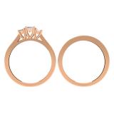 0.90 Carat (ctw) 14K Rose Gold Princess & Baguette Cut Diamond Ladies Bridal 3 Stone Engagement Ring With Matching Band Set