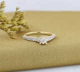0.40 Carat (ctw) 18K Yellow Gold Round Cut Diamond Ladies Bridal Solitaire With Accents Engagement Ring