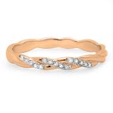 0.10 Carat (ctw) 10K Rose Gold Round Cut Diamond Ladies Swirl Anniversary Wedding Band Stackable Ring 1/10 CT