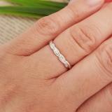 0.10 Carat (ctw) 10K White Gold Round Cut Diamond Ladies Swirl Anniversary Wedding Band Stackable Ring 1/10 CT