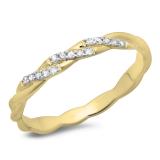 0.10 Carat (ctw) 14K Yellow Gold Round Cut Diamond Ladies Swirl Anniversary Wedding Band Stackable Ring 1/10 CT