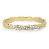 0.10 Carat (ctw) 14K Yellow Gold Round Cut Diamond Ladies Swirl Anniversary Wedding Band Stackable Ring 1/10 CT