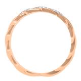 0.10 Carat (ctw) 18K Rose Gold Round Cut Diamond Ladies Swirl Anniversary Wedding Band Stackable Ring 1/10 CT
