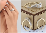 1.00 Carat (ctw) 10K Yellow Gold Princess & Round Cut Diamond Ladies Twisted Split Shank Bridal Halo Engagement Ring With Matching Band Set 1 CT