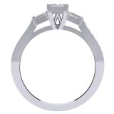 0.50 Carat (ctw) 10K White Gold Princess Baguette & Round Cut Diamond Ladies Bridal Engagement Ring 1/2 CT