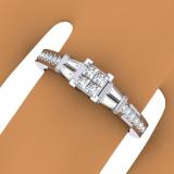 0.50 Carat (ctw) 10K White Gold Princess Baguette & Round Cut Diamond Ladies Bridal Engagement Ring 1/2 CT