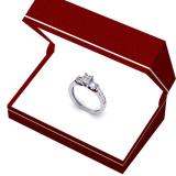 0.50 Carat (ctw) 10K White Gold Princess Baguette & Round Cut Diamond Ladies Bridal Engagement Ring 1/2 CT