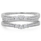 0.50 Carat (ctw) 10K White Gold Round Cut Diamond Ladies Anniversary Wedding Band Enhancer Guard Double Ring 1/2 CT