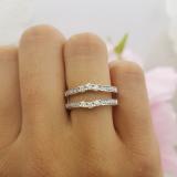 0.50 Carat (ctw) 10K White Gold Round Cut Diamond Ladies Anniversary Wedding Band Enhancer Guard Double Ring 1/2 CT